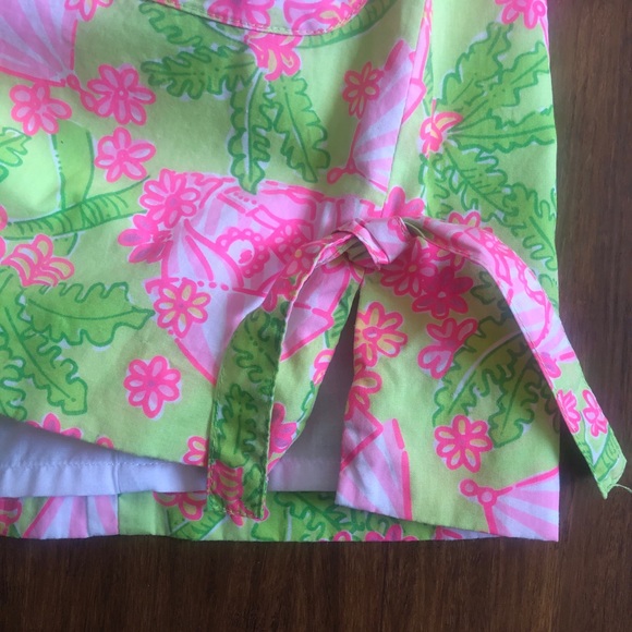 Lilly Pulitzer Shift Girls Dress Pink Green 🌺 7 tiki beach hut Hawaiian print - Picture 4 of 10